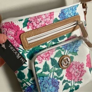 Kim Rogers Cross-Body Purse - Bright Floral Print - NWT